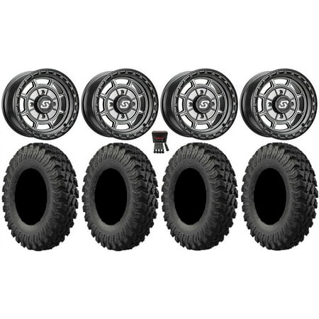 Sedona Rift 15x7 Wheels Grey 30" MotoRally Tires Kawasaki Mule Pro FXT