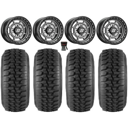 Sedona Rift 15x7 Wheels Grey 32" DS Soft Tires Kawasaki Mule Pro FXT