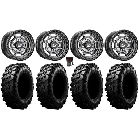 Sedona Rift 15x7 Wheels Grey 33" Carnivore Tires Kawasaki Mule Pro FXT
