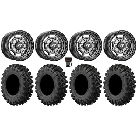 Sedona Rift 15x7 Wheels Grey 37" MotoRavage XL Tires Sportsman RZR Ranger