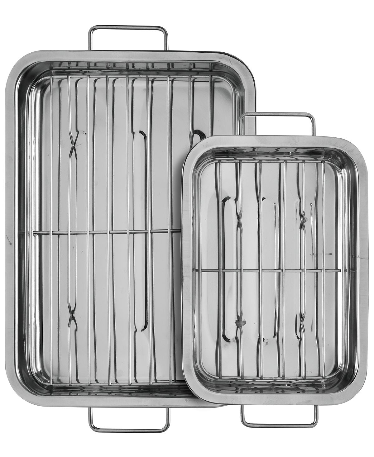 Sedona Stainless Steel Deep Oven Roast Dish Pan Set with Racks - Gray ...