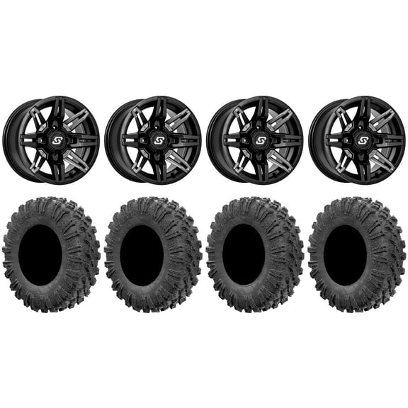 Sedona Rukus 14" Black Wheels 27" MotoRavage Tires Sportsman 550 850 1000