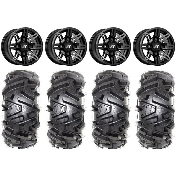 Sedona Rukus 14" Black Wheels 28" Moto MTC Tires Kawasaki Mule Pro FXT