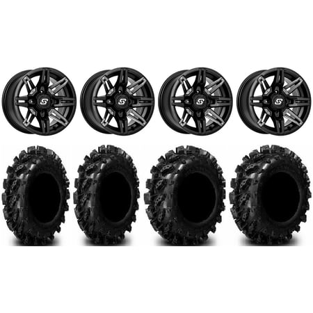Sedona Rukus 14" Wheels Black +30mm 29.5" Swamp Lite Tires Kawasaki Mule Pro FXT
