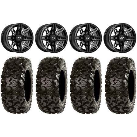 Sedona Rukus 14" Wheels Black +30mm 30" Rip Saw Tires Sportsman RZR Ranger