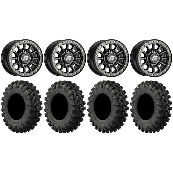 Sedona Sano 14" Wheels Bk +30mm 28" MotoRavage XL Tires Sportsman 550 850 1000