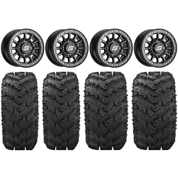 Sedona Sano Bdlk 14" Wheels Bk +30mm 26" Reptile Tires Sportsman 550 850 1000