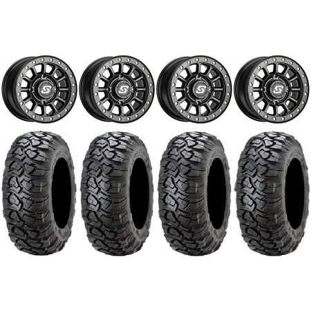 Sedona Sano Bdlk 14" Wheels Bk +30mm 27" Ultracross Tires Sportsman RZR Ranger