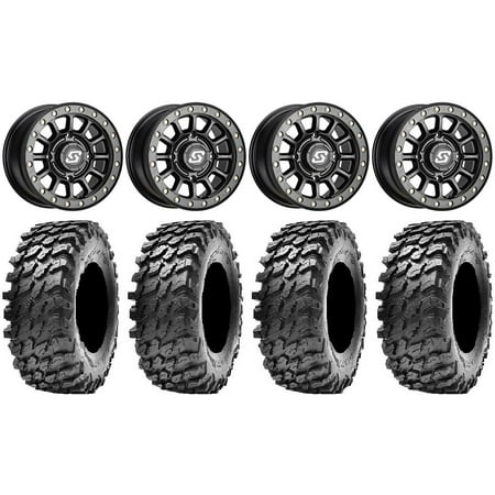 Sedona Sano Bdlk 14" Wheels Bk +30mm 28" Rampage Tires Sportsman RZR Ranger