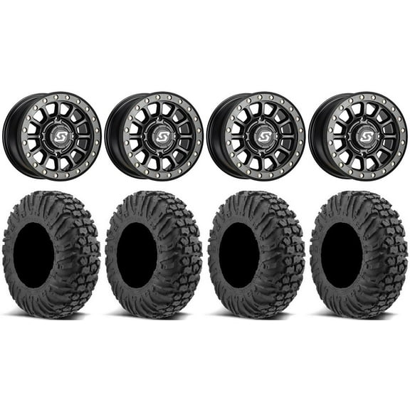 Sedona Sano Bdlk 15x6 Wheels Bk 34" MotoVator Tires Sportsman RZR Ranger
