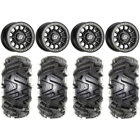 Sedona Sano Bdlk 15x7 Wheels Bk 28" Moto MTC Tires Sportsman RZR Ranger