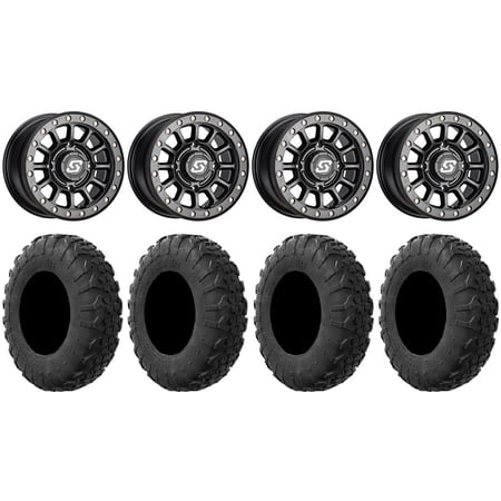 Sedona Sano Bdlk 15x7 Wheels Bk 35" MotoVator R/T Tires Kawasaki Mule Pro FXT