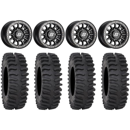 Sedona Sano Bdlk 15x7 Wheels Bk 35" XT400 Tires Kawasaki Mule Pro FXT