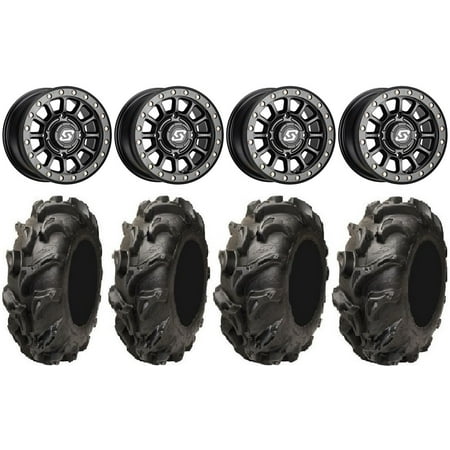Sedona Sano Beadlock 14" Wheels Bk 28" Mega Mayhem Tires Kawasaki Mule Pro FXT
