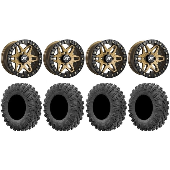 Sedona Split 6 14" Wheels Br +30mm 27" MotoRavage Tires Sportsman 550 850 1000