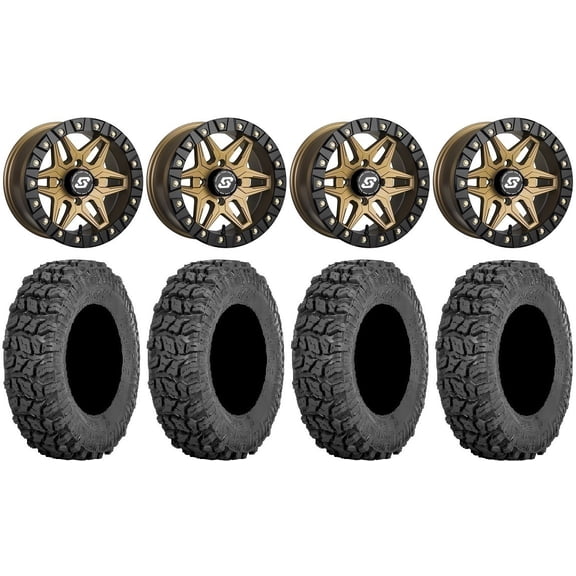 Sedona Split 6 14" Wheels Br +30mm 28" Coyote Tires Sportsman RZR Ranger