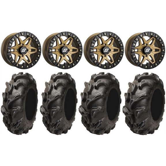 Sedona Split 6 14" Wheels Br +30mm 28" Mega Mayhem Tires Sportsman RZR Ranger