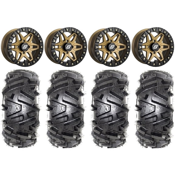 Sedona Split 6 14" Wheels Br +30mm 28" Moto MTC Tires Sportsman 550 850 1000