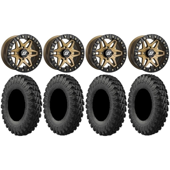 Sedona Split 6 14" Wheels Br +30mm 32" MotoRallyTires Kawasaki Mule Pro FXT