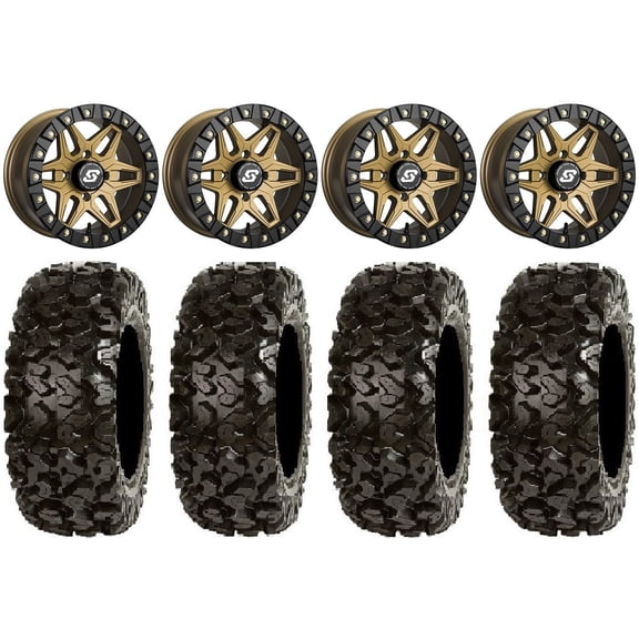 Sedona Split 6 Bdlk 14" Br Wheels 28" Rip Saw Tires Can-Am Commander Maverick Renegade Outlander Defender