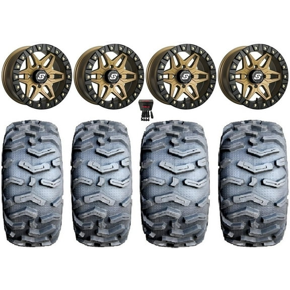 Sedona Split 6 Bdlk 14" Wheels Br 26" MotoForce Tires Yamaha Viking Wolverine YXZ1000R CFMoto ZForce 950 UForce 1000
