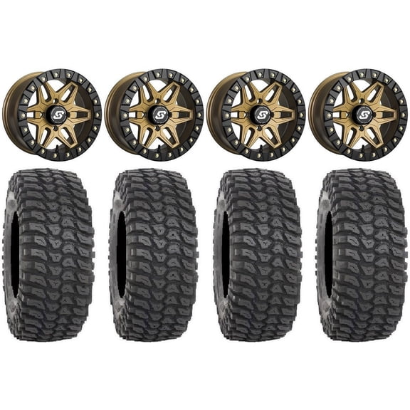 Sedona Split 6 Bdlk 14" Wheels Br 30" XCR350 Tires Yamaha Viking Wolverine YXZ1000R CFMoto ZForce 950 UForce 1000