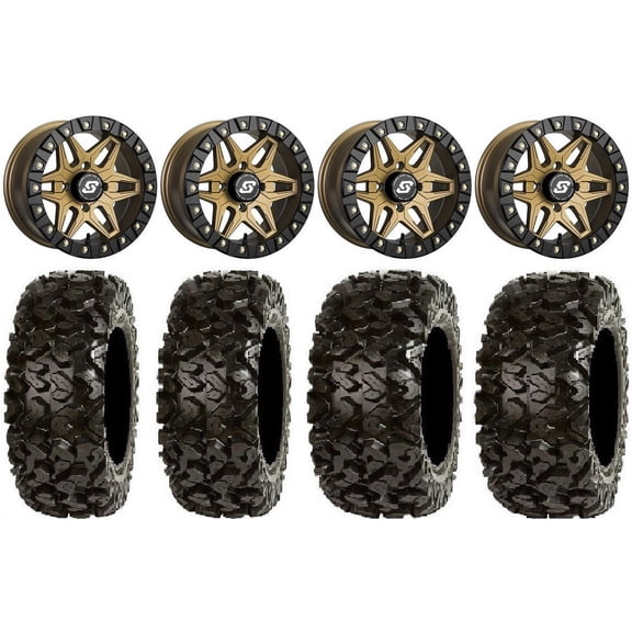 Sedona Split 6 Bdlk 14" Wheels Br +30mm 26" Rip Saw Tires Sportsman RZR Ranger