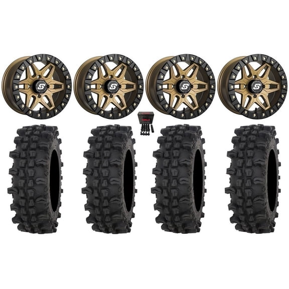 Sedona Split 6 Bdlk 14" Wheels Br +30mm 27" ACP Tires Sportsman RZR Ranger