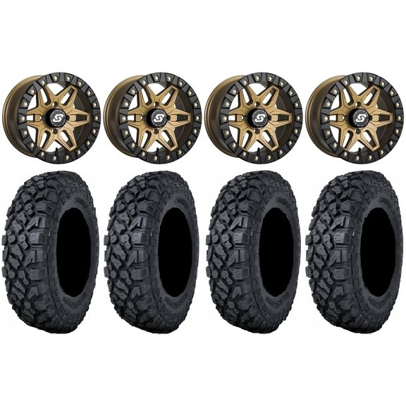 Sedona Split 6 Bdlk 14" Wheels Br +30mm 27" Klever X/T Tires Polaris RZR XP 1000 / PRO XP / Ranger XP 900/1000