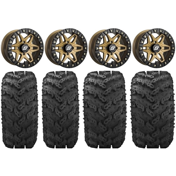 Sedona Split 6 Bdlk 14" Wheels Br +30mm 27" Reptile Tires Sportsman RZR Ranger
