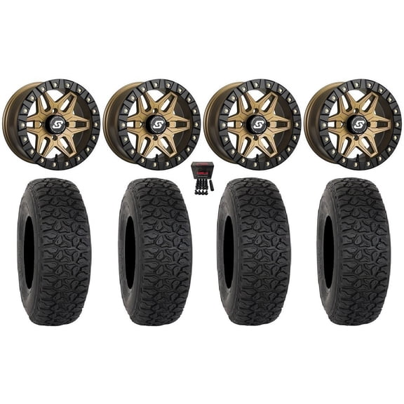Sedona Split 6 Bdlk 14" Wheels Br +30mm 30" DX440 Tires Sportsman RZR Ranger