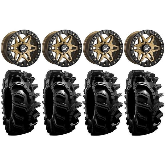 Sedona Split 6 Bdlk 14" Wheels Br +30mm 32" BogMax Tires Sportsman RZR Ranger