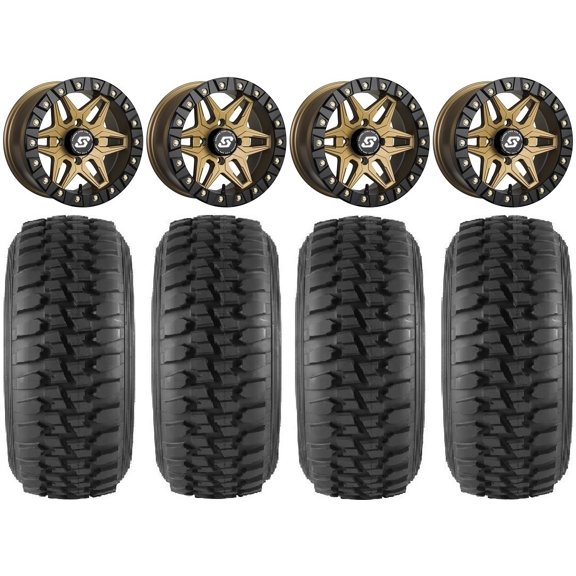 Sedona Split 6 Bdlk 15" Br Wheels 33" Desert Series Tires Can-Am Commander Maverick Renegade Outlander Defender