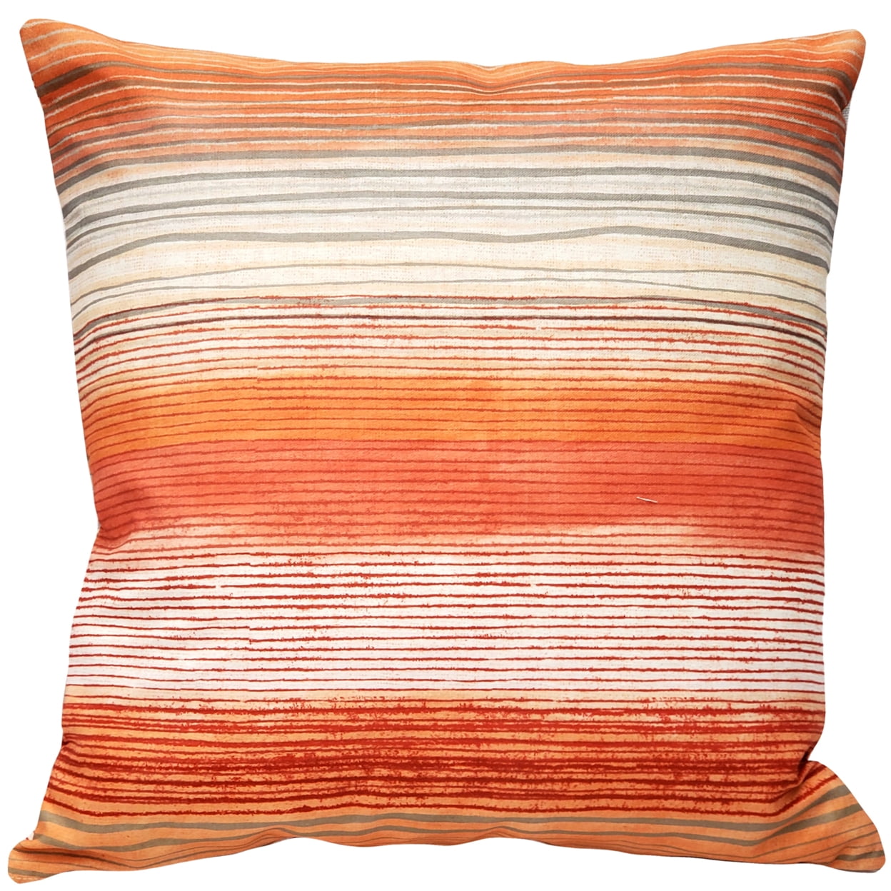 Sedona Stripes Orange and White Cotton Square Throw Pillow