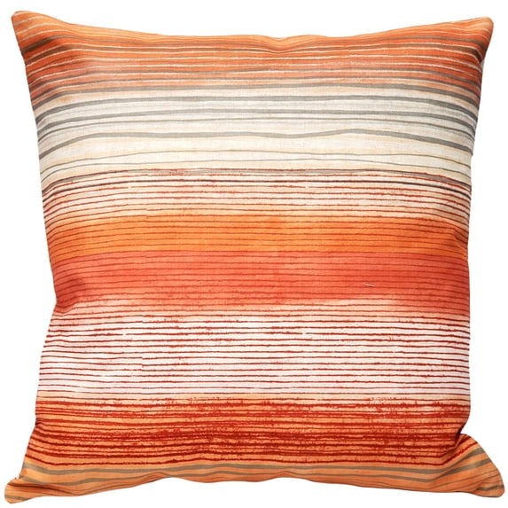 Sedona Stripes Orange Throw Pillow 20x20 Cotton Floral Accent