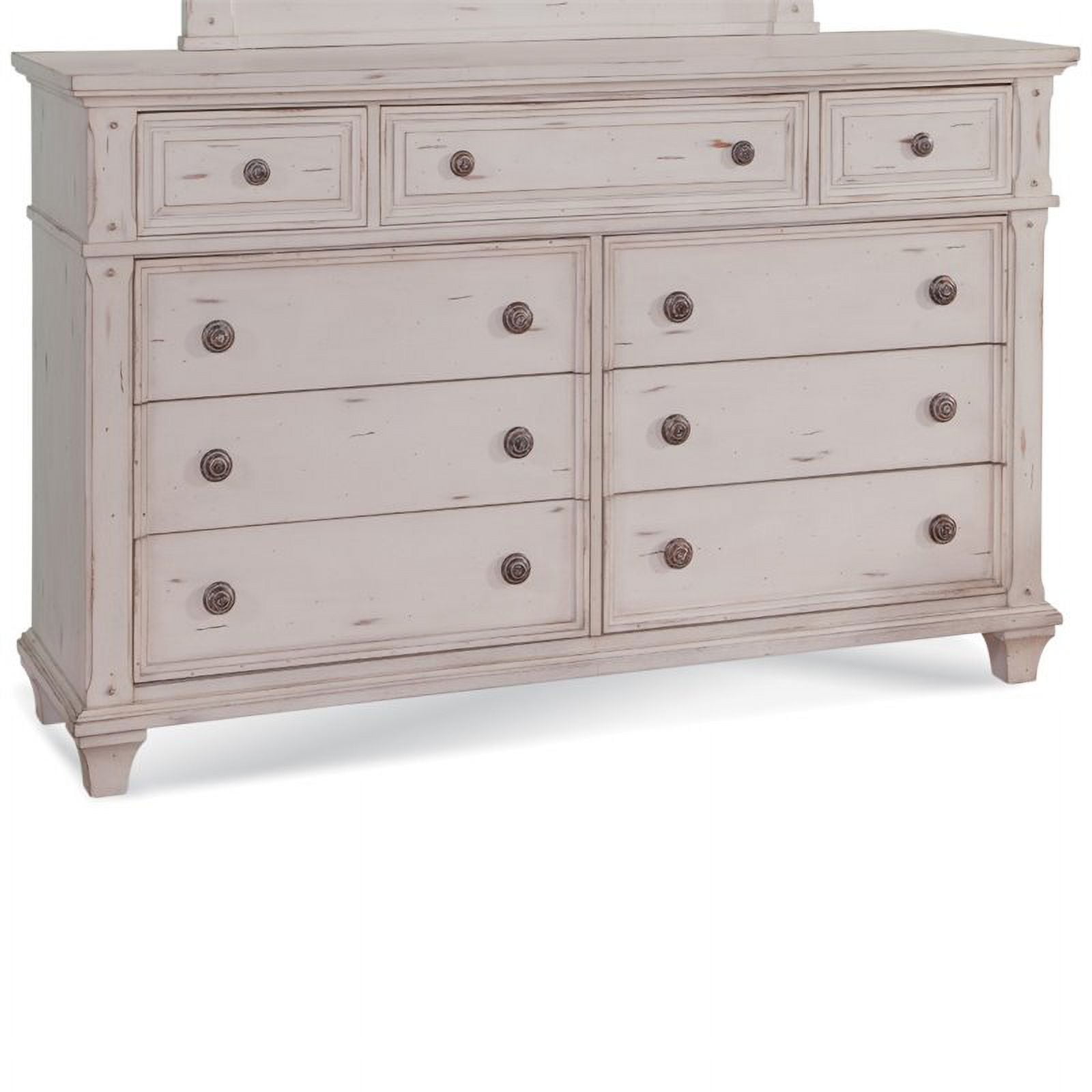 Cobblestone White Mahogany 9-Drawer Cottage Dresser