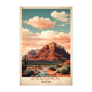Sedona Vintage Travel Poster - Southwest Serenity Unveiled - Sedona Arizona Illustration Unframed Wall Art Print 5 x 7 inches