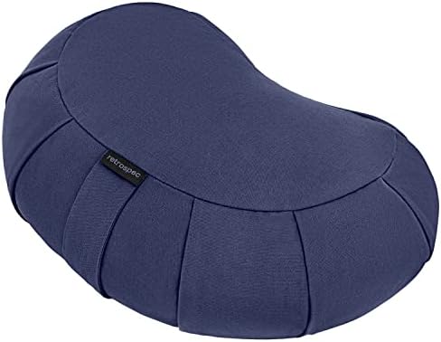 Sedona Zafu Meditation Cushion with Buckwheat Hull Fill - Adjustable Yoga & Pilates Equipment Support - 17in Crescent Cotton Cover