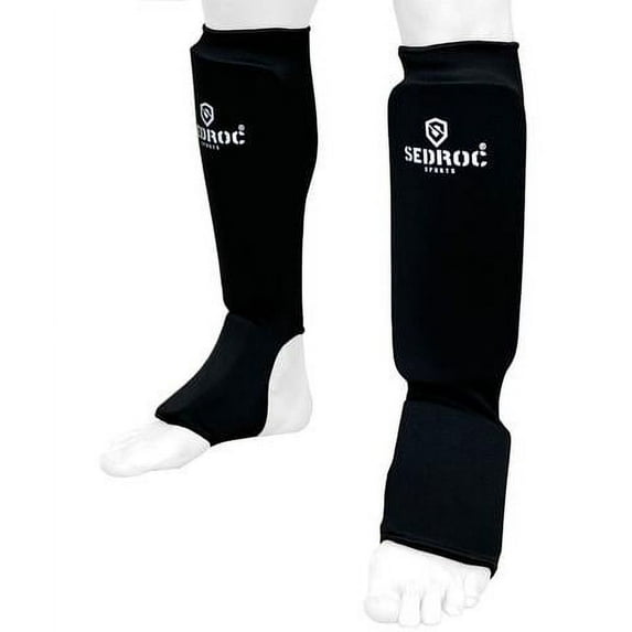 Sedroc Shin Instep Guards Padded Leg Sleeves for Kids Youth and Adults Kickboxing Muay Thai Karate MMA Sparring Protection