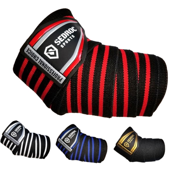 Sedroc Sports Professional Weight Lifting Elbow Wraps Powerlifting Support Sleeves - Pair