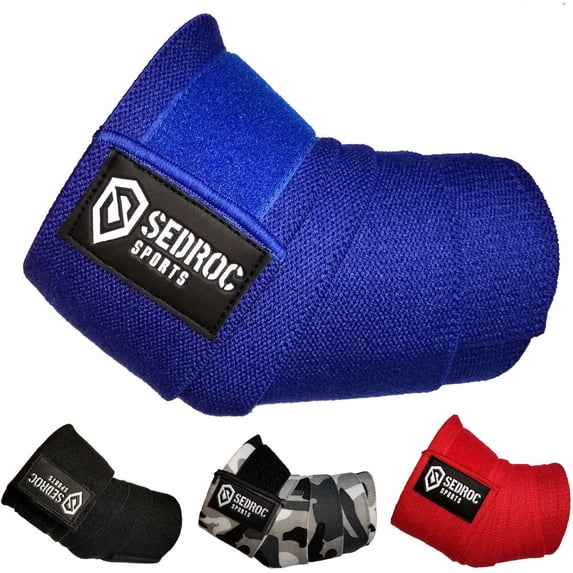 Sedroc Sports Weight Lifting Elbow Support Wraps Powerlifting Gym Training Brace Straps - Pair