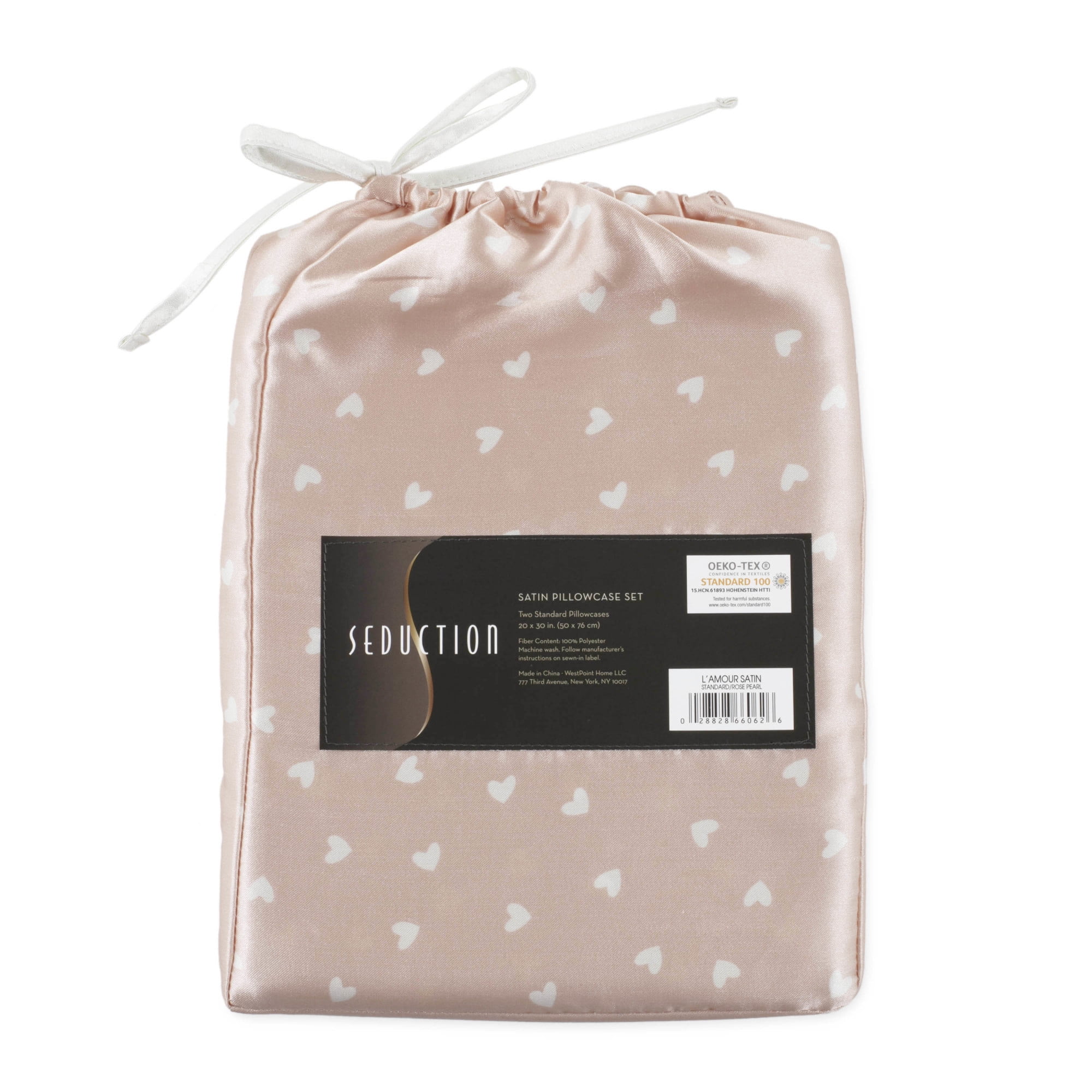 Martex 2-Pack Standard Satin Pillowcases | Silky Smooth for Hair & Skin | Rose Pearl