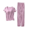 thumbnail image 1 of Seductiva 2 Piece Lounge Pjs Women's Petite Pajama Set Petite Length Tunic Top Wide Leg Pants 0 2PC, 1 of 5