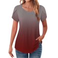 thumbnail image 1 of Seductiva Basic T Shirts for Women Tops for Women Trendy Petal Sleeves Pleated Crew Neck Tunic Blouses Cute Floral Gradient Graphic Tees Summer Shirts Comfy Casual Vacation Workout Clothes Basic Tees, 1 of 5