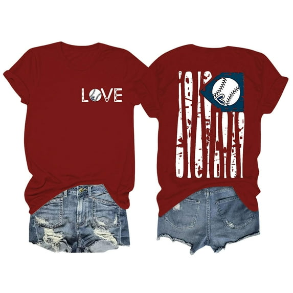 Seductiva Basic T Shirts for Women Daily Casual Printed Short Sleeve O Neck T Shirt Tops Comfy Casual Vacation Workout Clothes Casual Business Blouses