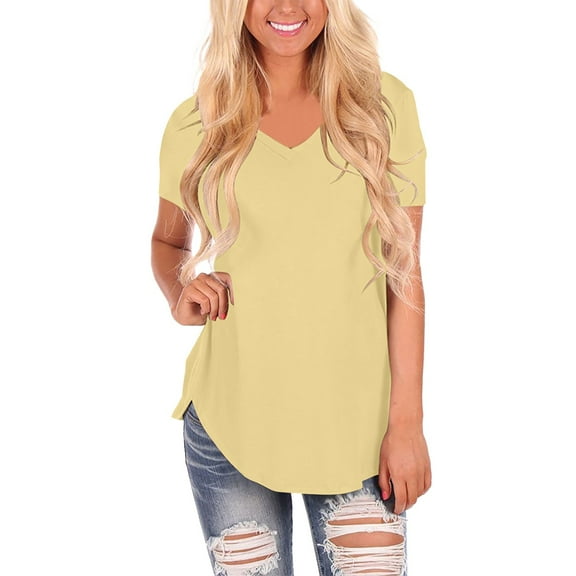 Seductiva Basic T Shirts for Women Short Sleeve V Neck Loose Casual T Shirts Summer Tops Comfy Casual Vacation Workout Clothes Summer Tops Short Sleeve