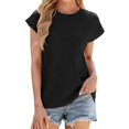 thumbnail image 1 of Seductiva Basic Tees for Women Casual Loose Fit Crew Neck Cap Sleeve Tops Trendy Plain Summer Tshirts Shirts for Women 2025 Breathable & Easy Care Fabric Loose Fit T-shirt, 1 of 4