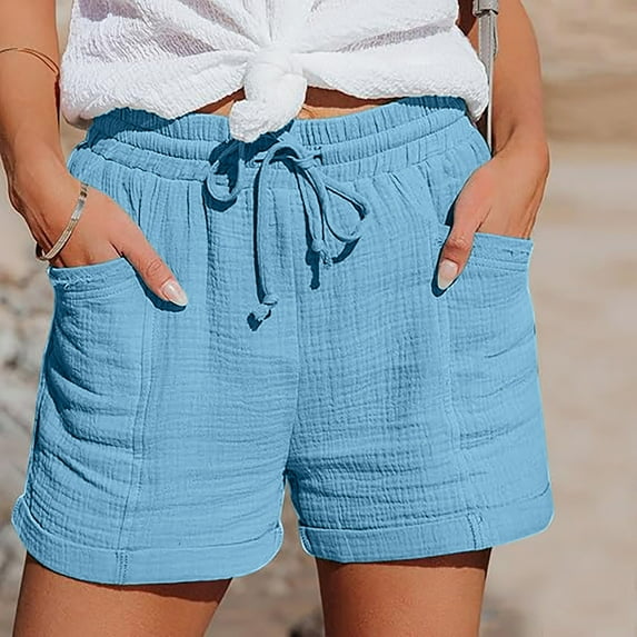 Seductiva Blue Clothing Women's Casual Shorts Womens Casual Shorts Comfy Elastic Waist Drawstring Pocket Shorts Pants