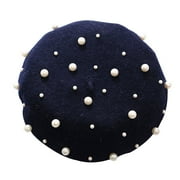 Seductiva Bomber Hats Women Beret Pearl Elegant Sweet Artist French Style Beret Beanie Cap