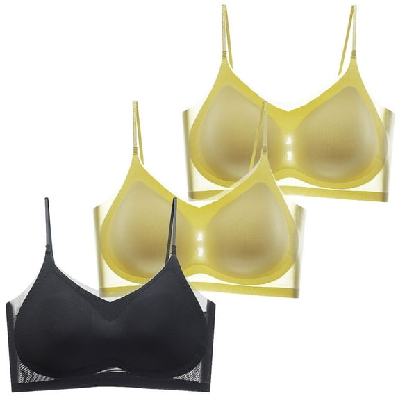Seductiva Bras for Women Strapless Women's Bras Ice Comfortable Thin Soft Bra the Transparent Back T Shirt Bra Comfort Fit Full-Coverage Bra 3PC